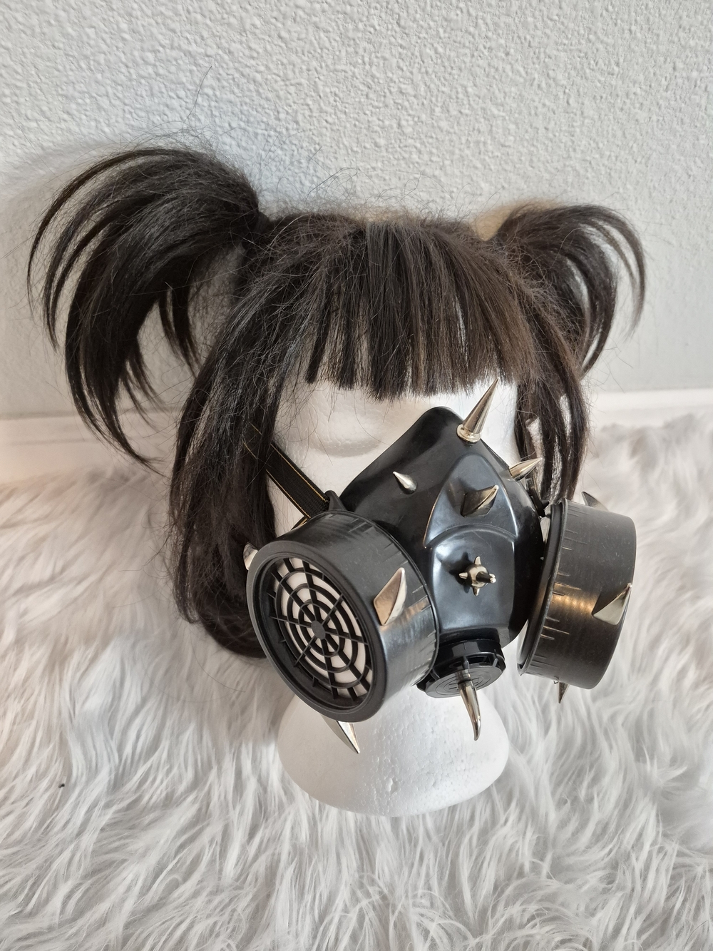 Cybergoth Black Spiked Gas Face Mask